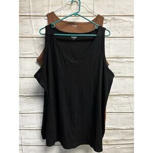 Lot of 2 Old Navy V Neck Tank Top 44" Chest Brown and Black Tagged 4X Ribbed NEW